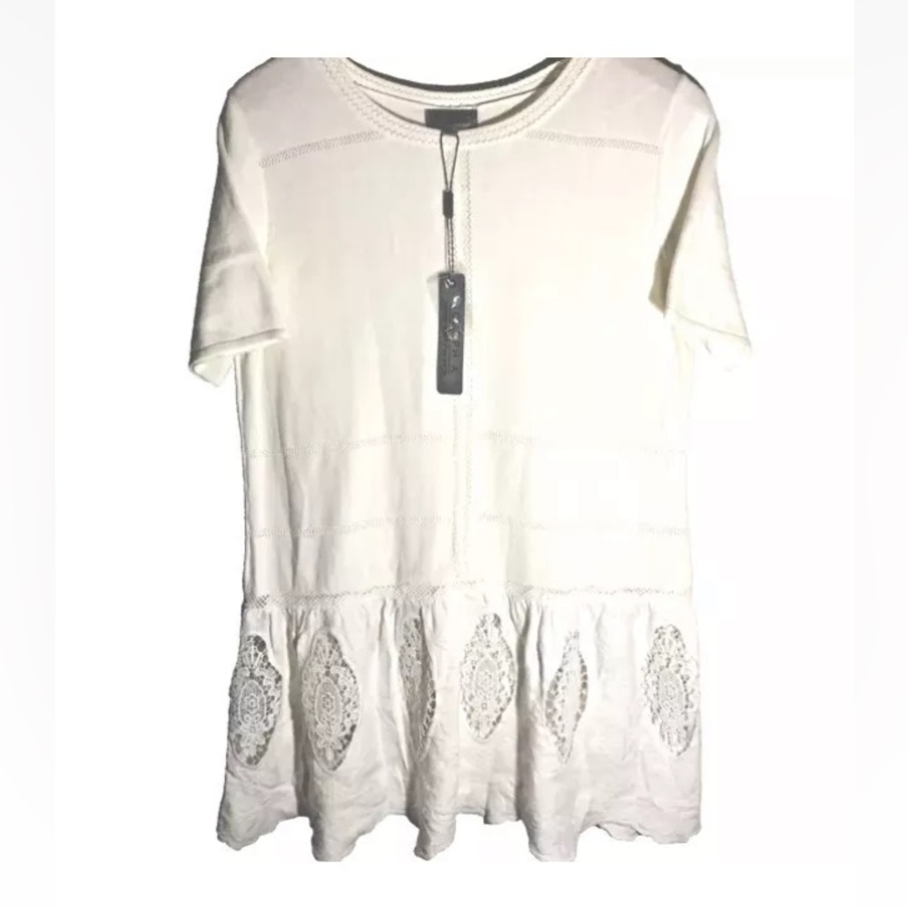 Drop Waist Dress Medium Joseph A Ivory Decorative Back Buttons Eyelet Lace